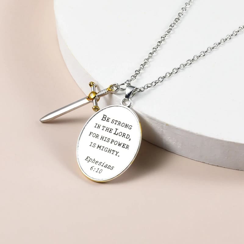 Christianartworkshop Two Tone Sword & Oval Shield St. Michael Pendant Necklace