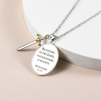 Christianartworkshop Two Tone Sword & Oval Shield St. Michael Pendant Necklace