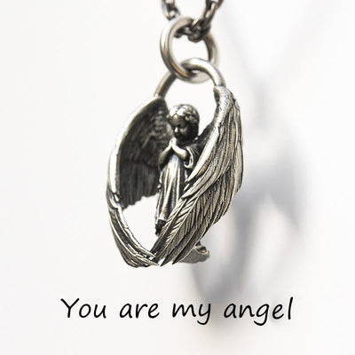 Christianartworkshop Blessing Praying Guardian Angel Wing Pendant Necklace