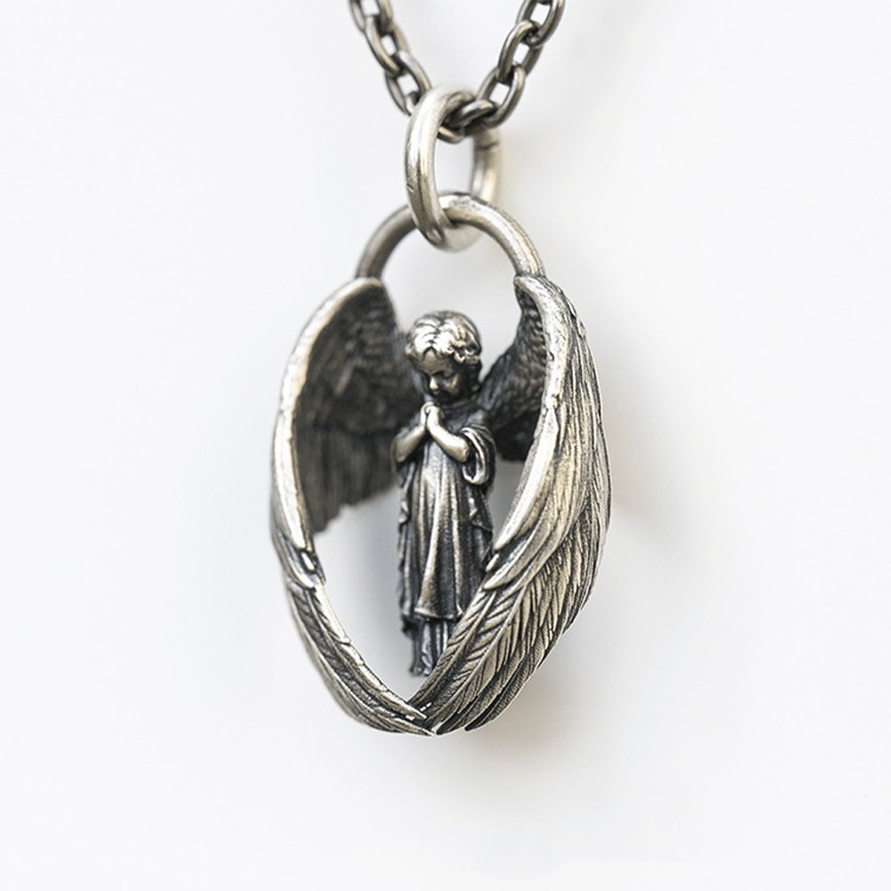 Christianartworkshop Blessing Praying Guardian Angel Wing Pendant Necklace