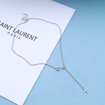 Christianartworkshop Eternal Infinity Symbol & Cross Silver Necklace