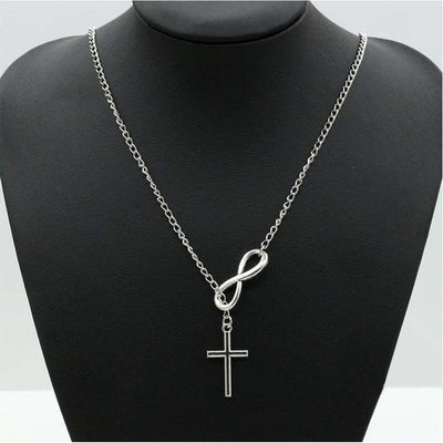 Christianartworkshop Eternal Infinity Symbol & Cross Silver Necklace