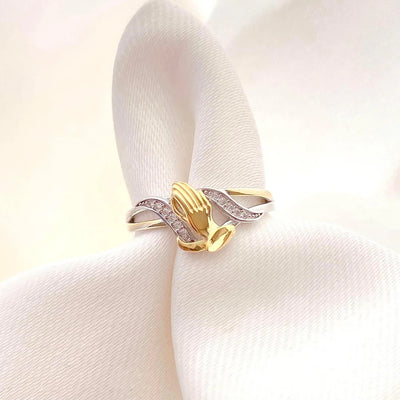 Christianartworkshop Praying Hands Gold & Silver Ring