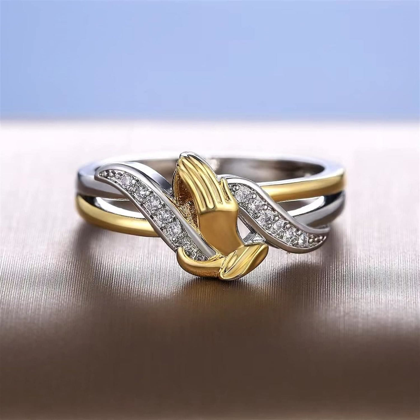Christianartworkshop Praying Hands Gold & Silver Ring