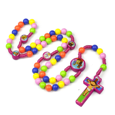 Colorful Round Beads Cross Pendant Children Rosary
