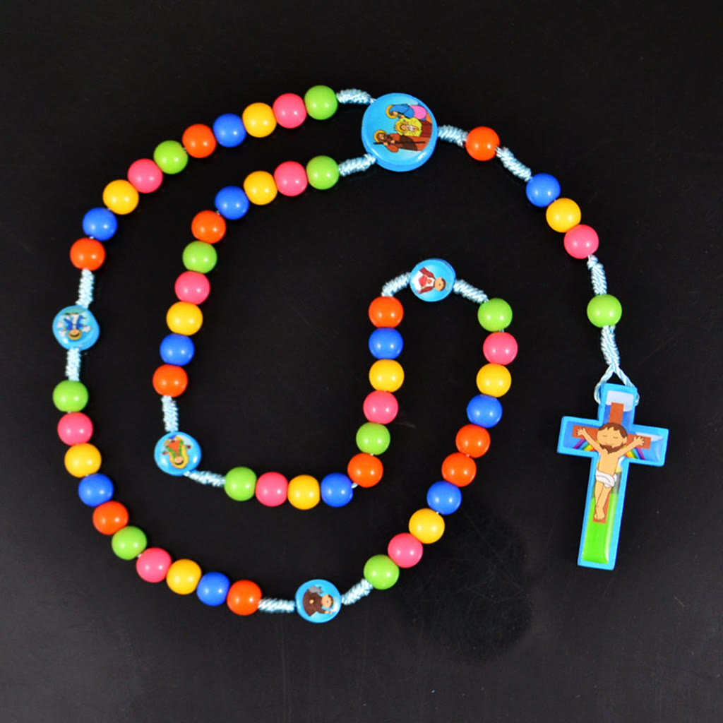 Colorful Round Beads Cross Pendant Children Rosary