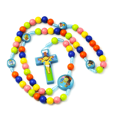 Colorful Round Beads Cross Pendant Children Rosary