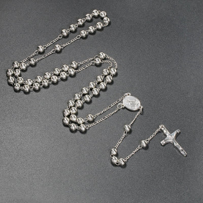 Christian Virgin Mary Long Chain Jesus Cross Religion Rosary