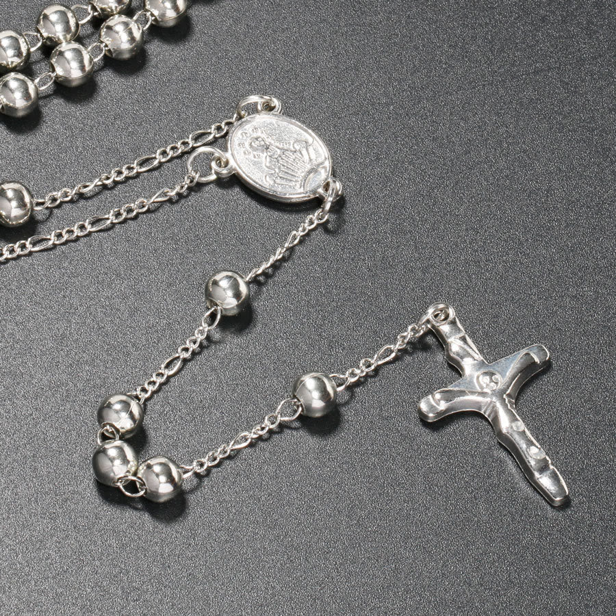 Christian Virgin Mary Long Chain Jesus Cross Religion Rosary
