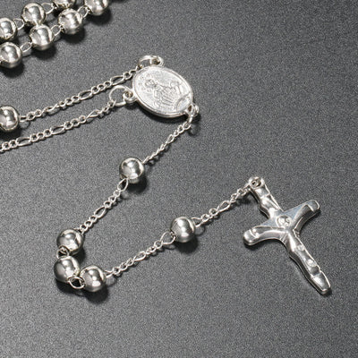 Christian Virgin Mary Long Chain Jesus Cross Religion Rosary