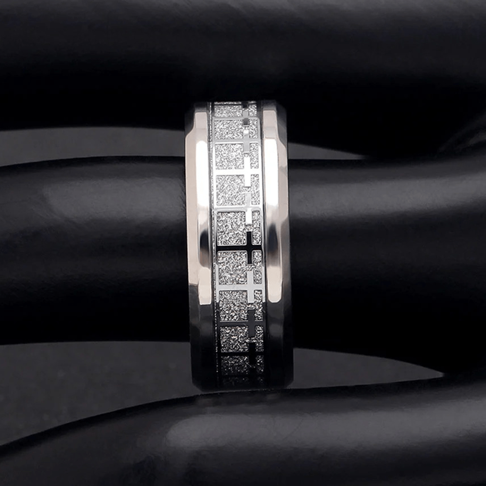 Christianartworkshop Shinny Jesus Cross Ring Religious Band Jewelry