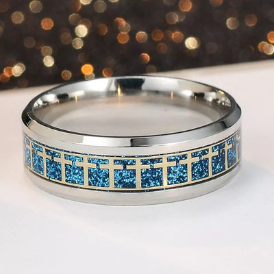 Christianartworkshop Shinny Jesus Cross Ring Religious Band Jewelry