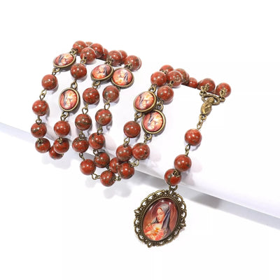 Christianartworkshop Our Lady Seven Sorrows Natural Sesame Stone Rosary