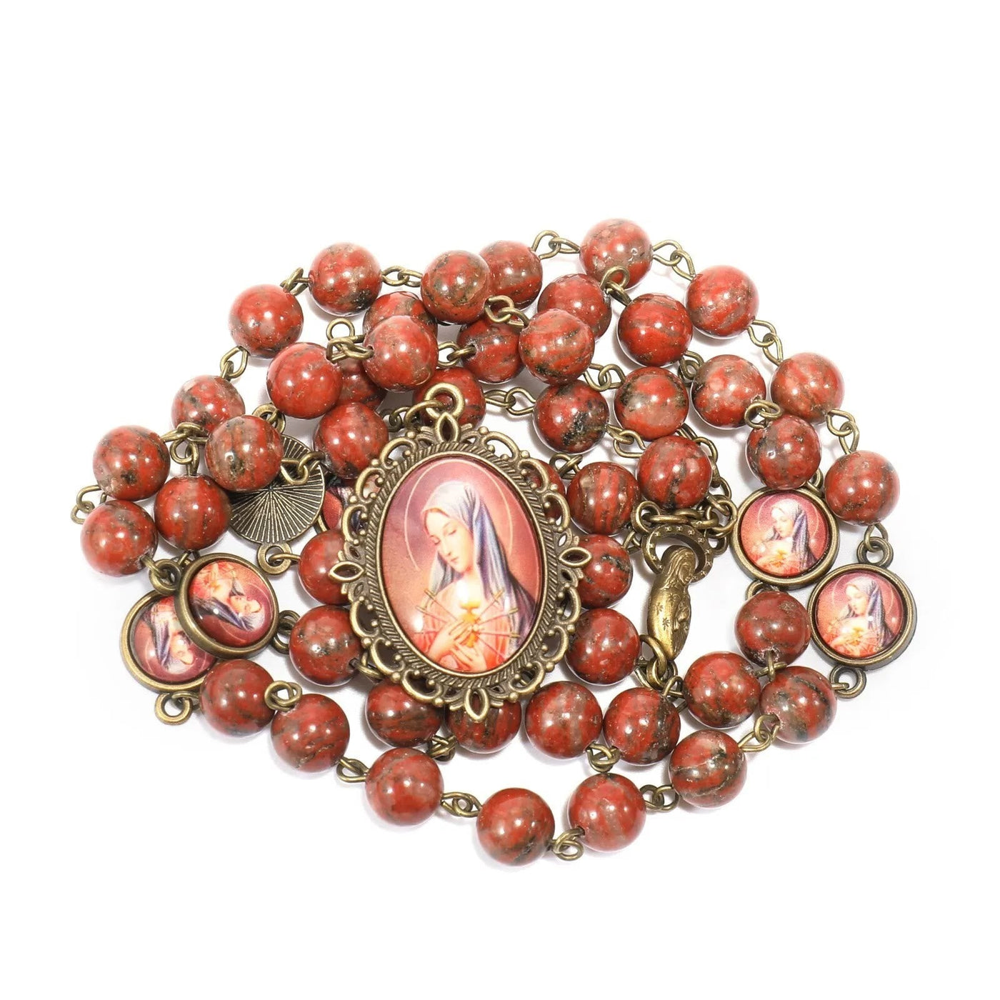 Christianartworkshop Our Lady Seven Sorrows Natural Sesame Stone Rosary