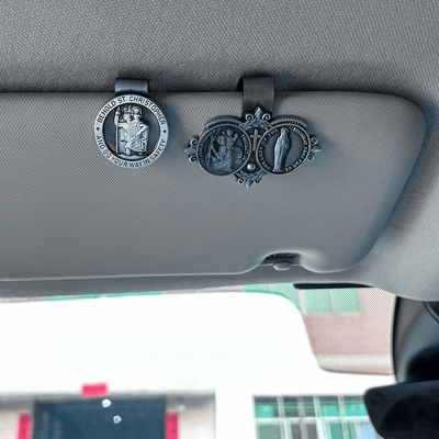 Christianartworkshop Saint Christopher Visor Clip Auto Accessories