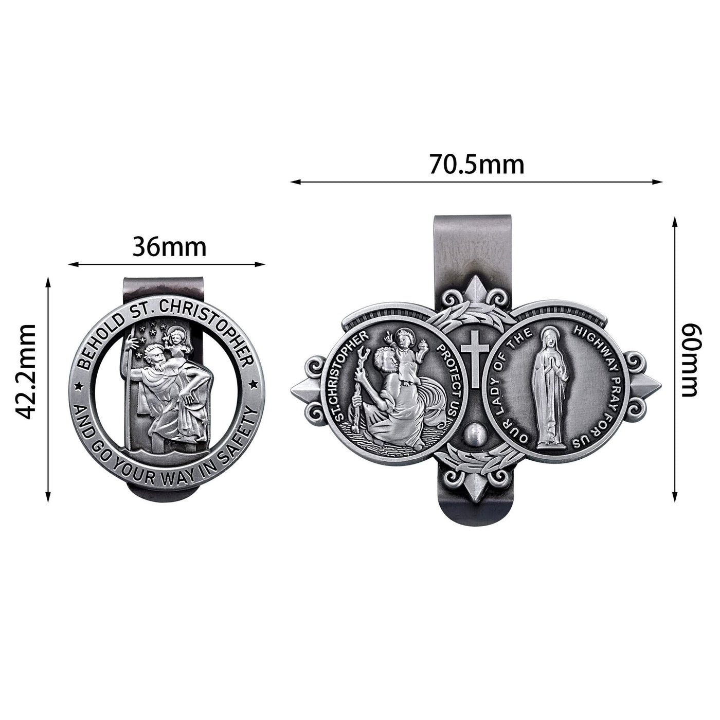 Christianartworkshop Saint Christopher Visor Clip Auto Accessories