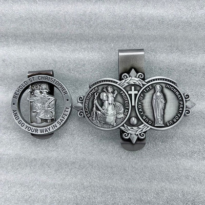 Christianartworkshop Saint Christopher Visor Clip Auto Accessories