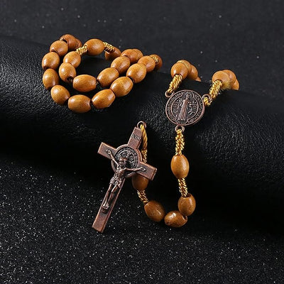 Christianartworkshop St. Benedict Olive Wood Prayer Rosary