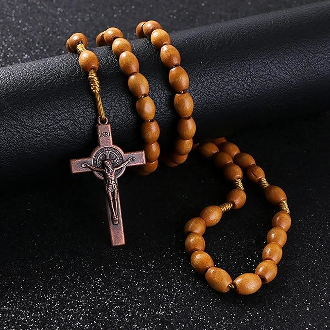 Christianartworkshop St. Benedict Olive Wood Prayer Rosary