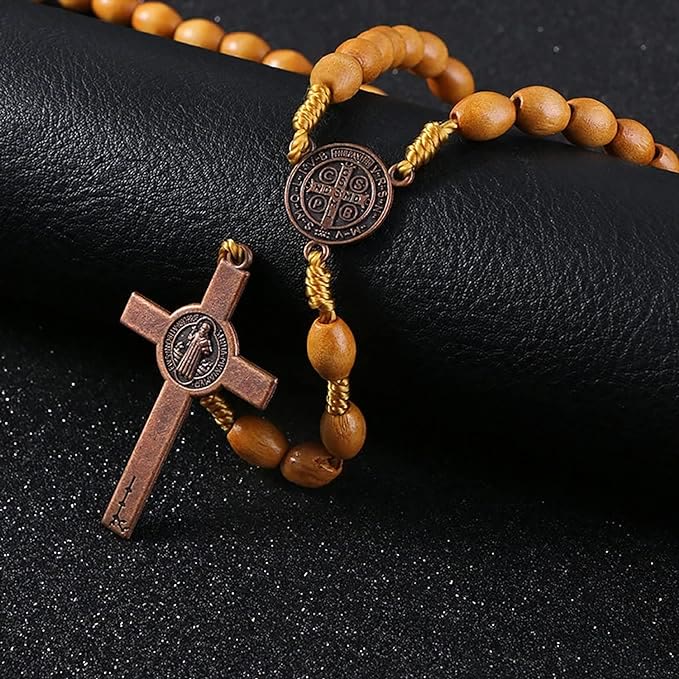Christianartworkshop St. Benedict Olive Wood Prayer Rosary