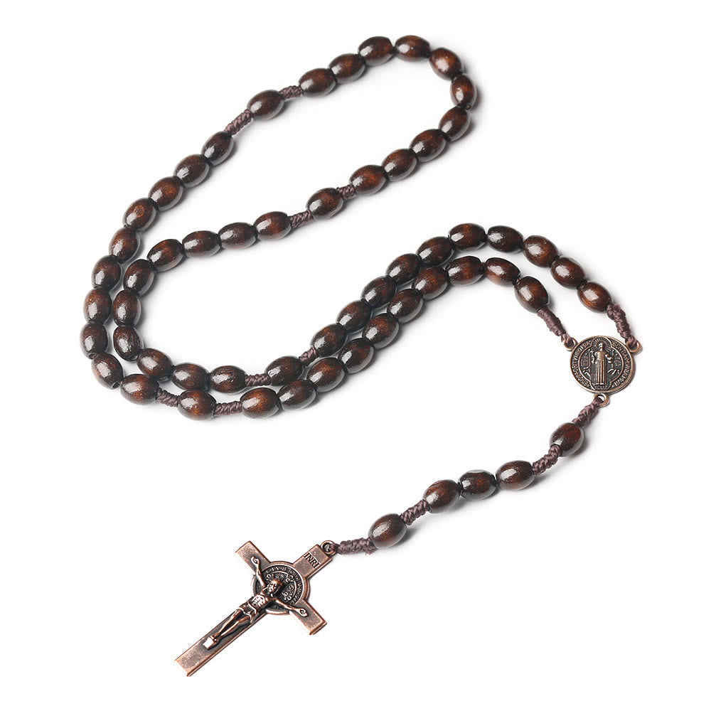 Christianartworkshop St. Benedict Olive Wood Prayer Rosary