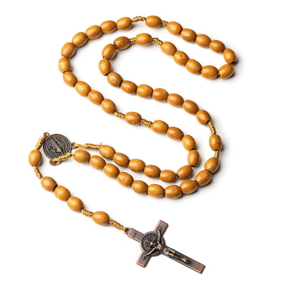Christianartworkshop St. Benedict Olive Wood Prayer Rosary