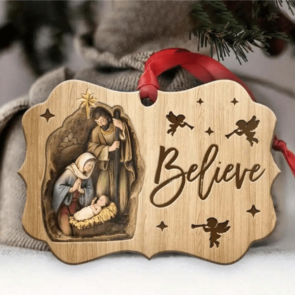 Christianartworkshop Acrylic Signs Nativity Christmas Hanging Ornaments B