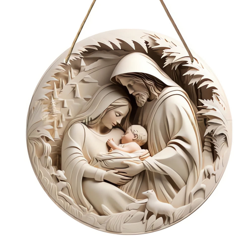 Christianartworkshop Realistic Sculpture Styles Holy Family Nativity Hanging Ornaments A