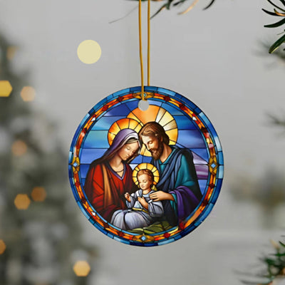 Christianartworkshop Stained Glass Styles Holy Family Christmas Colorful Hanging Ornaments A