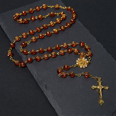 FREE Today: Christian Art St. Benedict Medal & Crucifix of 8 mm Round Multicolor Acrylic Alloy Chain Rosary