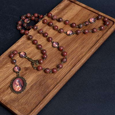 Christianartworkshop Our Lady Seven Sorrows Natural Sesame Stone Rosary
