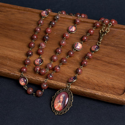 Christianartworkshop Our Lady Seven Sorrows Natural Sesame Stone Rosary