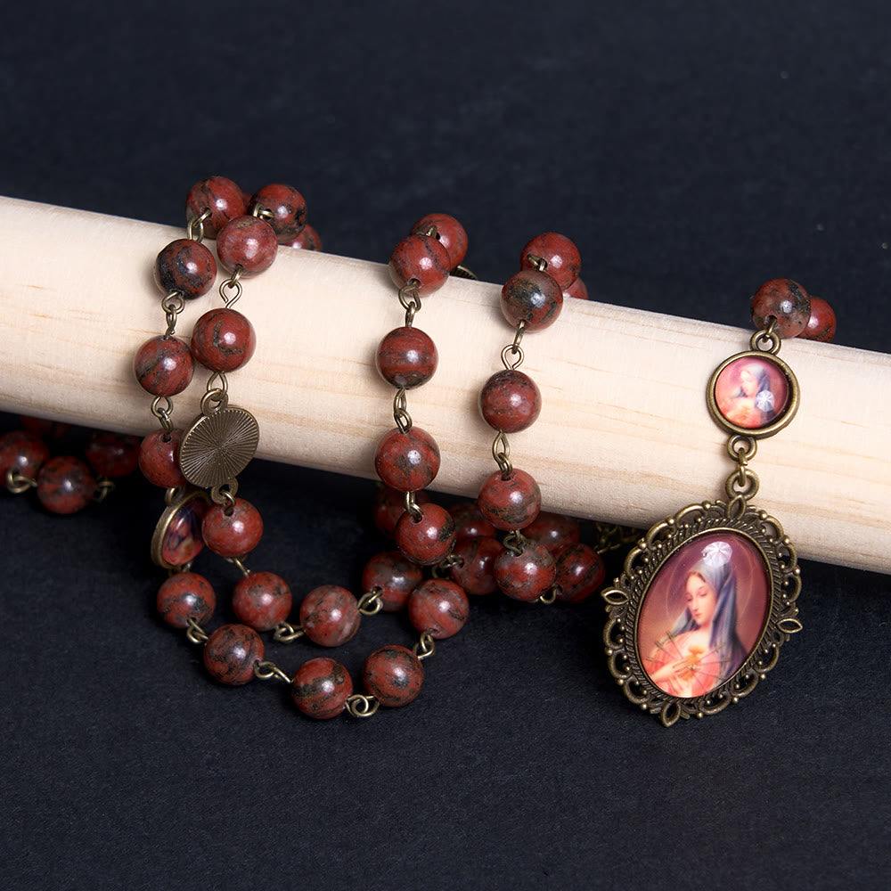 Christianartworkshop Our Lady Seven Sorrows Natural Sesame Stone Rosary