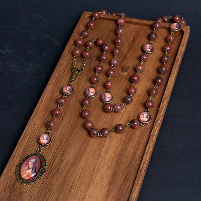 Christianartworkshop Our Lady Seven Sorrows Natural Sesame Stone Rosary