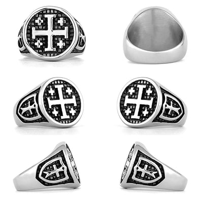 Christianartworkshop Retro Minimalist Style Jerusalem Cross Ring