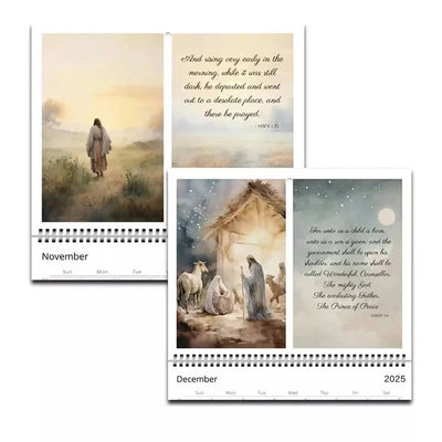 Christianartworkshop 2025 Jesus Christ A Year of Scripture Journey Desk Wall Calendar Ornaments