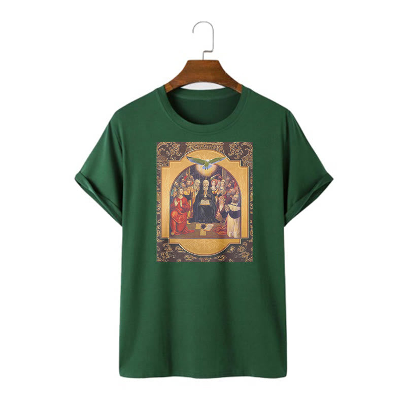 Christianartworkshop Classic Style Holy Spirit Apostles Saint Virgin Mary Short Sleeve T-shirt