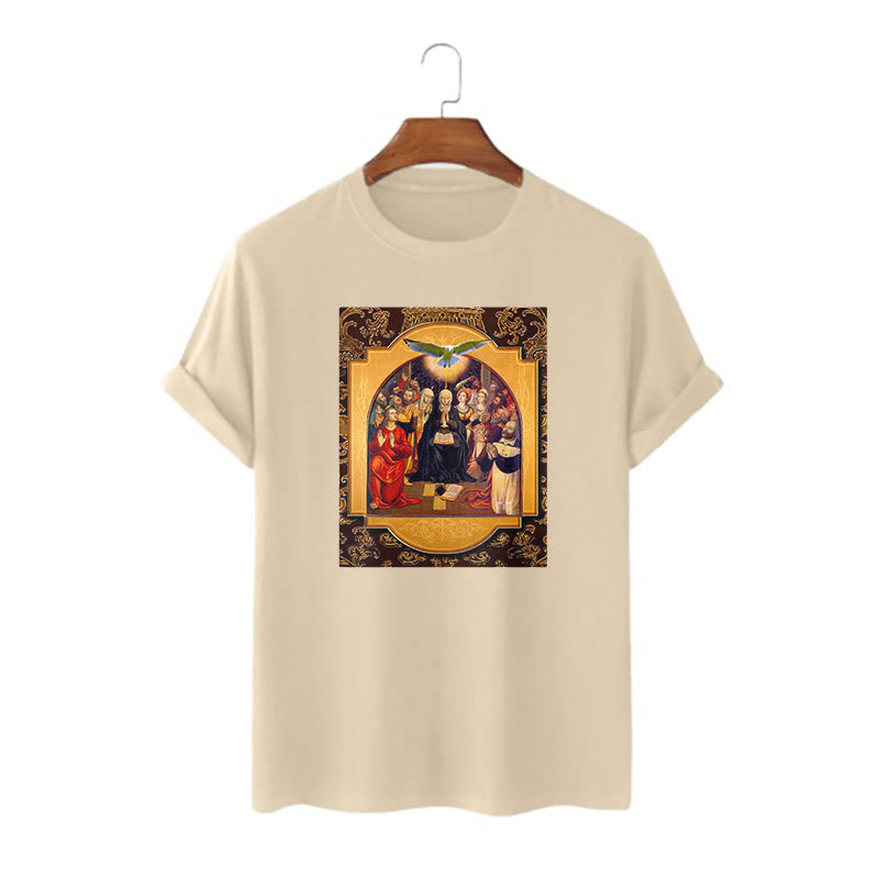 Christianartworkshop Classic Style Holy Spirit Apostles Saint Virgin Mary Short Sleeve T-shirt
