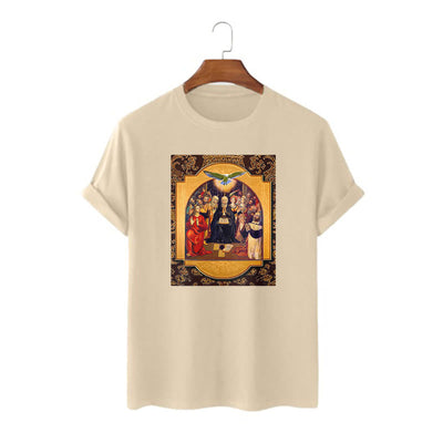 Christianartworkshop Classic Style Holy Spirit Apostles Saint Virgin Mary Short Sleeve T-shirt