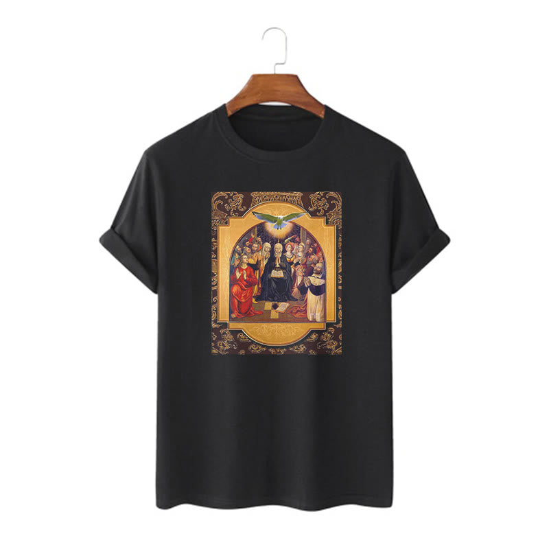 Christianartworkshop Classic Style Holy Spirit Apostles Saint Virgin Mary Short Sleeve T-shirt