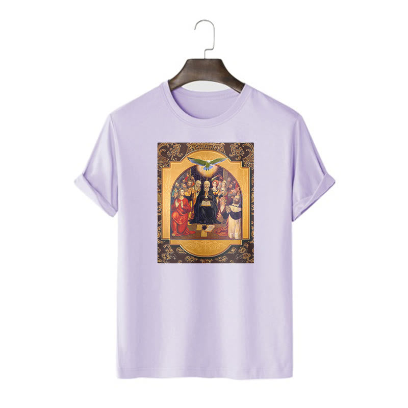 Christianartworkshop Classic Style Holy Spirit Apostles Saint Virgin Mary Short Sleeve T-shirt