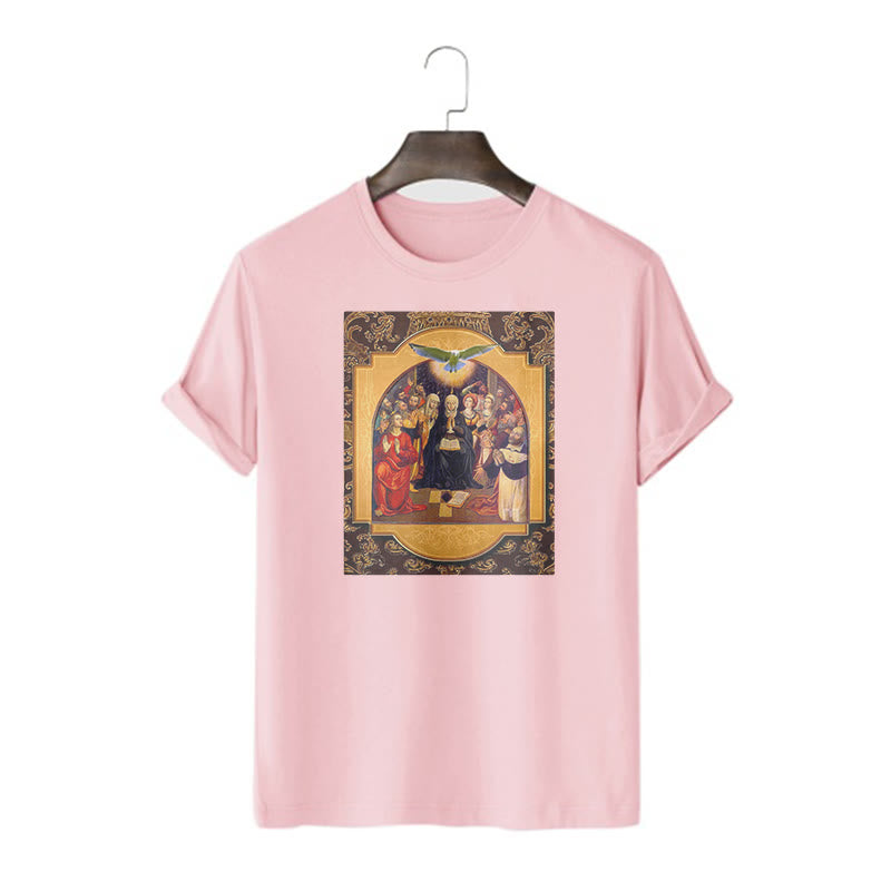 Christianartworkshop Classic Style Holy Spirit Apostles Saint Virgin Mary Short Sleeve T-shirt