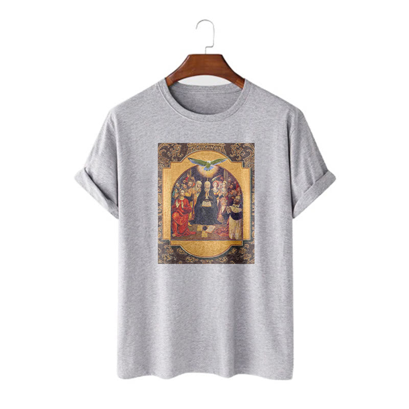 Christianartworkshop Classic Style Holy Spirit Apostles Saint Virgin Mary Short Sleeve T-shirt