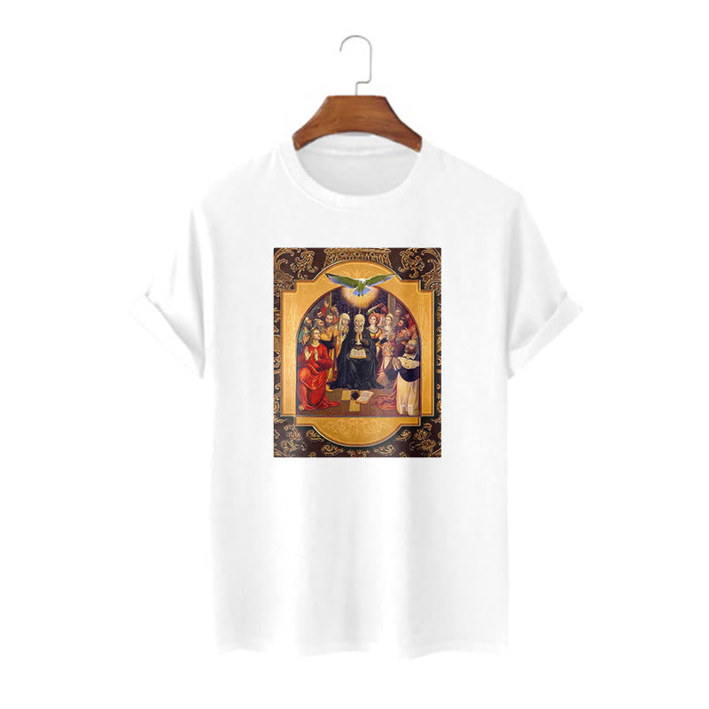 Christianartworkshop Classic Style Holy Spirit Apostles Saint Virgin Mary Short Sleeve T-shirt