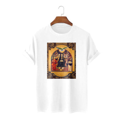 Christianartworkshop Classic Style Holy Spirit Apostles Saint Virgin Mary Short Sleeve T-shirt