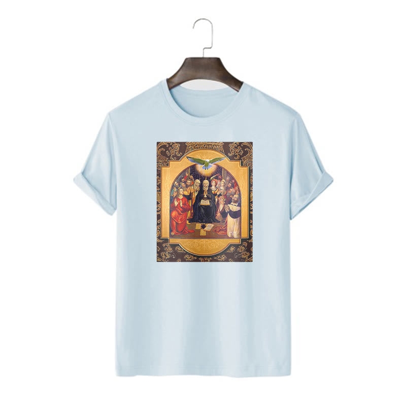 Christianartworkshop Classic Style Holy Spirit Apostles Saint Virgin Mary Short Sleeve T-shirt