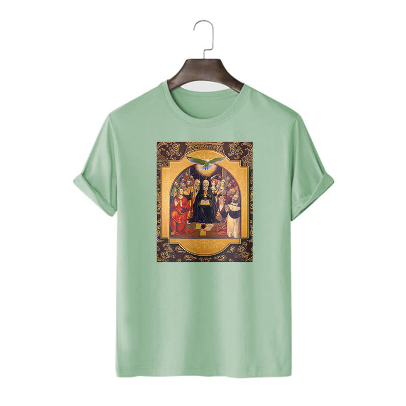 Christianartworkshop Classic Style Holy Spirit Apostles Saint Virgin Mary Short Sleeve T-shirt