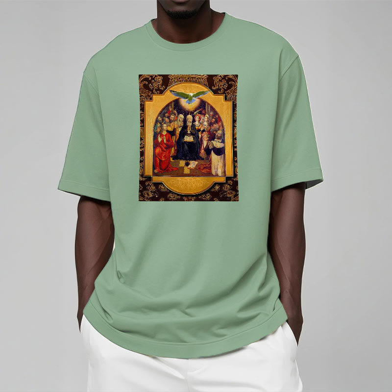 Christianartworkshop Classic Style Holy Spirit Apostles Saint Virgin Mary Short Sleeve T-shirt