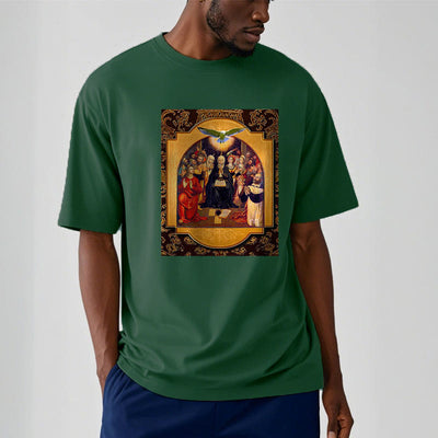 Christianartworkshop Classic Style Holy Spirit Apostles Saint Virgin Mary Short Sleeve T-shirt