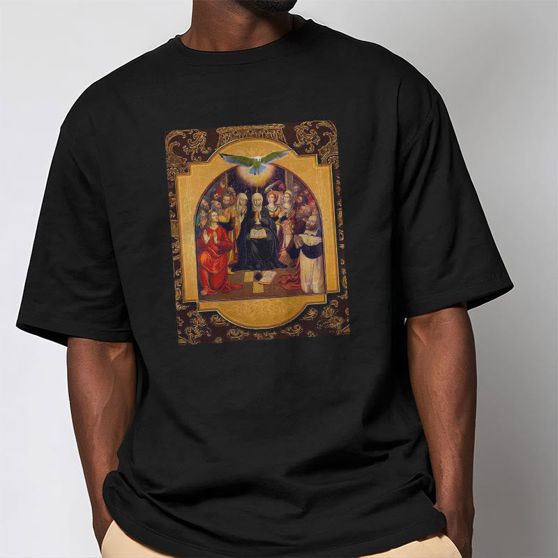 Christianartworkshop Classic Style Holy Spirit Apostles Saint Virgin Mary Short Sleeve T-shirt